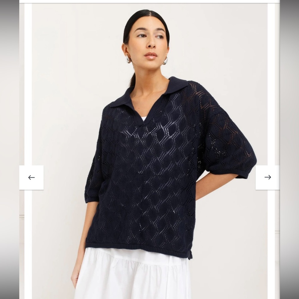 Paper Label Marlowe knit Polo. Navy Blue size xs. Excellent used condition